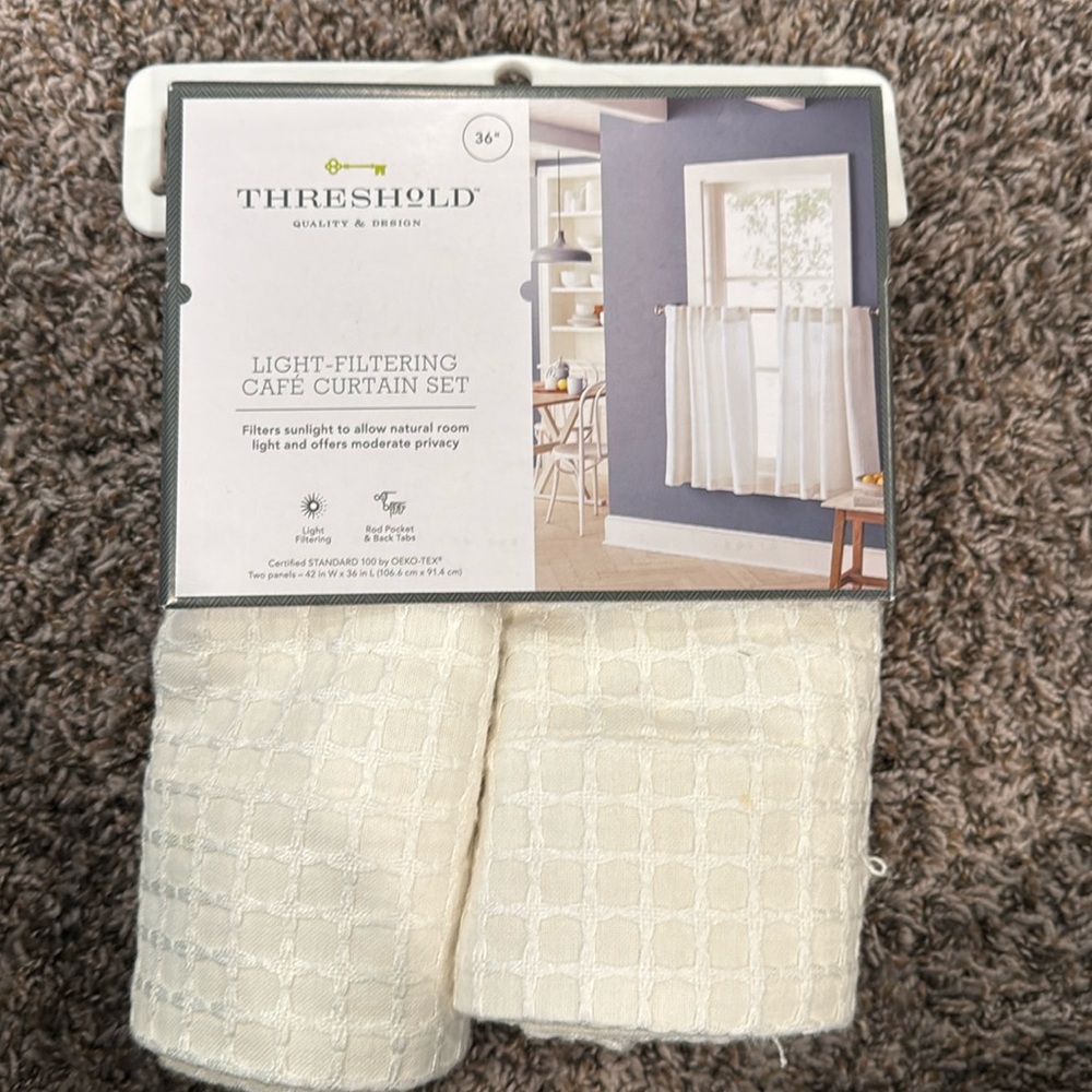 Threshold Light filtering cafe curtain set